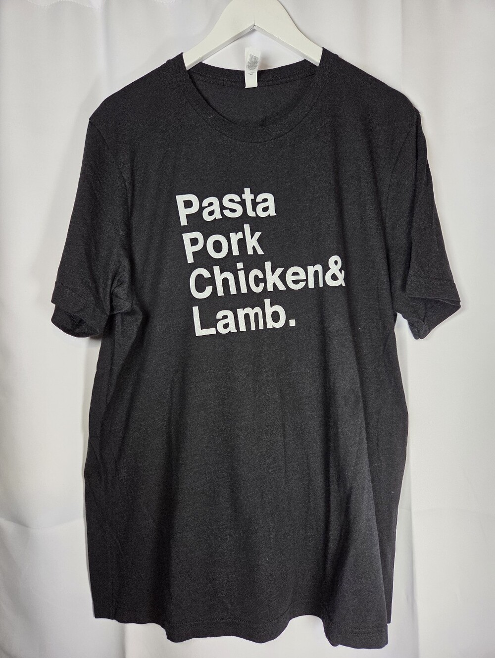 Bella + Canvas Black Somebody Feed Phil Pasta Pork Chicken Lamb T Shirt Men's XL